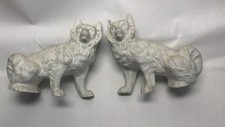 Pair of Vintage White Wolf Figurines - 5.5" Tall Statues Art Decor Gift 