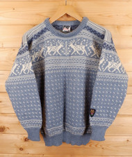 Vintage Dale Of Norway Norwegian Nordic Fair Isle Reindeer Wool Sweater Jumper M