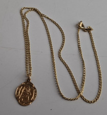 9 Karat Gold Hallmarked With 375 St. Christopher With Marked 375 Chain 2 Grams