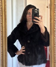 Ranch Mink Real Fur Coat Size 10 Dark Chocolate Brown Dominion Furs