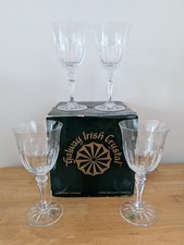 Galway Irish Crystal Carrick Goblet Wine Glasses Set Of 4 Boxed