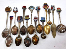 Antique Silver Plated and Enamel Souvenir Spoons / Job Lot of 14