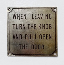 Antique Vintage Retro c1930 Public WC Plated Brass Toilet Door Sign Not Enamel