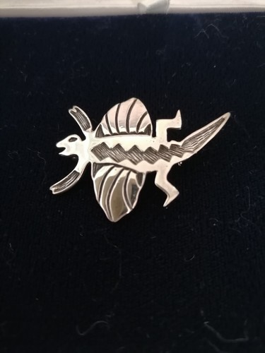 Sterling silver brooch lizard - sterling,