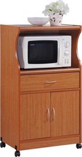 HODEDAH Microwave Cart W/One Drawer Two Doors and Shelf Storage, Cherry