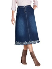 Womens Embroidered Hem Denim