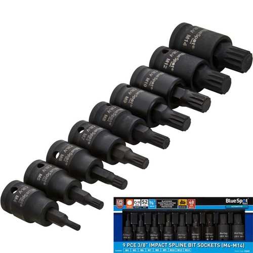 Bluespot 9pc impact spline - bluespot, bit