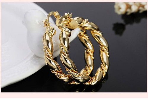 Twisted gold hoop earrings - twisted,