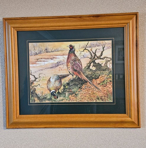 Vintage framed print pheasants - vintage,