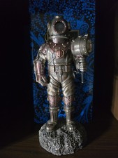 Veronese Steampunk Skeleton In Diving Bell With Light Cold Cast Bronze 10.5"