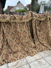 Vintage Tapestry Chenille Jacobean Style Heavy Curtains +Pelmet  85”D X 103”W