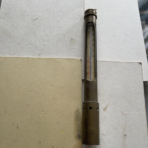 Vintage brass thermometer - thermometer, in