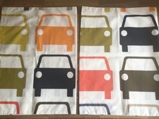 2 Pillowcases Handmade W/ Orla Kiely Large Cars Multi Cotton Percale New Geo