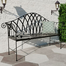 2 Seat Vintage Garden Bench - Wrought Iron, Black Antique Finish, Easy Assembly