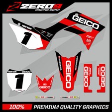 Custom MX Graphics Kit: HONDA CRF 110 Motocross Graphics Decals GEICO RED/BLK