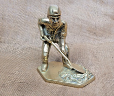 Vintage Brass Coal Miner Statue With Removable Shovel.