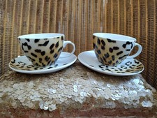 Paper Products Design  PPD Leopard Print Cups & Saucers Set of 2 New Without Box