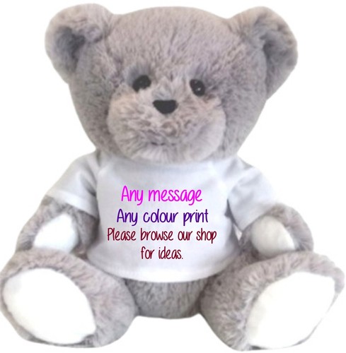 30cm personalised grey teddy - grey,