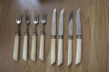 real bone set 4x knives forks cutlery rein-nickel vintage retro sharp