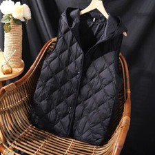Ladies Padded Quilted Hoodie Vest Waistcoat Winter Warm Gilet Daily Casual Chic