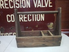 Antique Primitive Wood Carpenters Cobblers Tool Box Work Caddy Chippy 