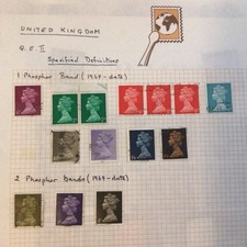 QEII SPECIFIED DEFINITIVE MACHIN STAMPS.  Ex COLLECTION  all used on sheet. 