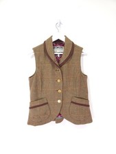 Joules Waistcoat Size 14 Brown Bevervley Vest Wool Tweed Gilet Riding Country