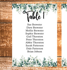 Wedding Table Plan Cards for