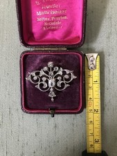 Antique Old Cut Diamond Brooch 19th Century Scroll Foliate Work Beautiful