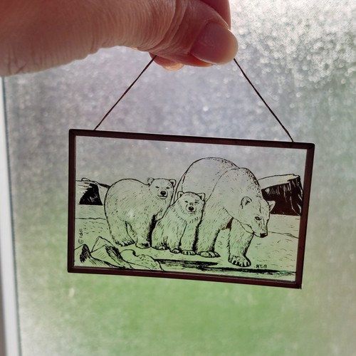 Polar bears stained - stained, glass
