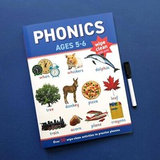 Phonics Activity Book Set Wipe-Clean – Letters & Sounds Ages 5-6 + Pen Books