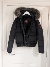 Superdry Everest Bomber jacket, Detachable Hood, Uk 12 Black 
