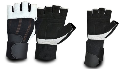 Leather fingerless gloves - leather,