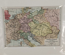 Original 1871 Antique Map Central Europe Height of Napoleon 1812 - 7 x 9'' Mount