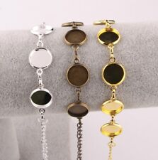 5 Sizes Round Cabochon Bracelet Base Setting Jewellery Blank Chain Bezel DIY UK
