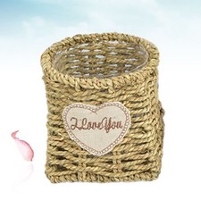  Wicker Floor Vase Small Rattan Basket Planter Flower Pot Water Tray