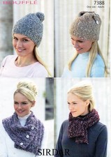 ~ Sirdar Knitting Pattern For Ladies Chunky Boucle Yarn Hats & Scarves ~