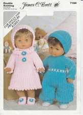 Doll Clothes Girl & Boy Premature Baby 12 to 22 Inch Knitting Pattern DK  7184