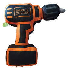 DOG TOY - Bark + Decker - Novelty tool drill Shape - Stuffed Squeaky - 8" high