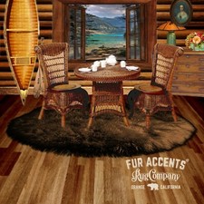 Round Faux Fur Throw Rug -