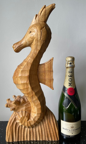 Large sea horse wood carving - sea,