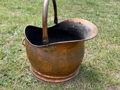 Antique copper coal scuttle - coal,