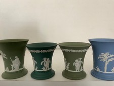 Vintage Collection Wedgwood Jasper Ware Job Lot Blue Green Urn Vases 