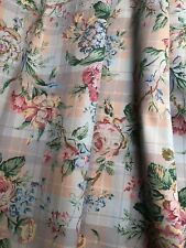 Cabbage Roses Vintage Pink Floral Plaid Cotton Tartan Fabric / Metre 140cm Wide