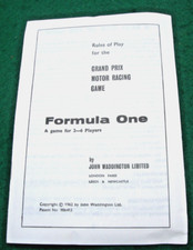 Waddingtons Formula 1 Board Game Spares - Instruction Booklet 1962 vintage