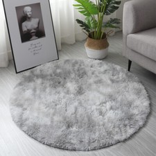 Round Shaggy Fluffy Anti-Skid Rug Living Room Bedroom Circle Carpet Floor Mat UK