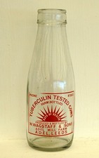 milk bottle : lovely old Wagstaff Dairy of Adel, Leeds  "Rising Sun"