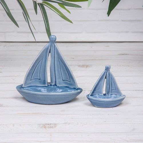 Blue ceramic sailboats - 2,