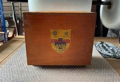Vintage wooden first aid - a,