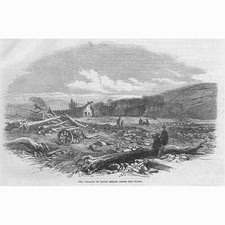 SHEFFIELD Scene at Village of Malin Bridge after the Flood - Antique Print 1864
